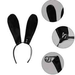 Handgjord pannband i läder med kaninöron, hårtillbehör för prestationer (B)> Huvudbonader
