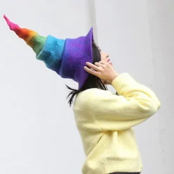 TryggHandla Handgjord Regnbåge Trollkarlshatt Rolig Infällbar Häxhatt Gradient Hatt Trollkarlshatt-lingling}><noscript><img width=