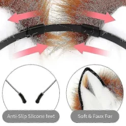 Handgjorda Faux Fur Räv- och Varghörnspannband Halloween Jul Cosplay Festdräkt Tillbehör><noscript><img width=