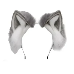 Handgjort Hårband med Kattöron - Räv Varg Djur Cosplay Kostym Huvudbonad, Sött Pälsigt Halloween Tillbehör färg 3.SA> Huvudbonader