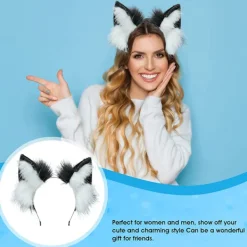 Handgjort konstpäls räv varg öron pannband Halloween><noscript><img width=