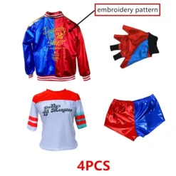 Harley Quinn Kostym Film Clown Girl Dräkt Halloween Vuxen Sexig Cosplay T-shirt Armband Pistolhölster Tillbehör 01 XXL(170-175CM)-FA- XXL(170-175CM) | Fyndiq> Dräkter