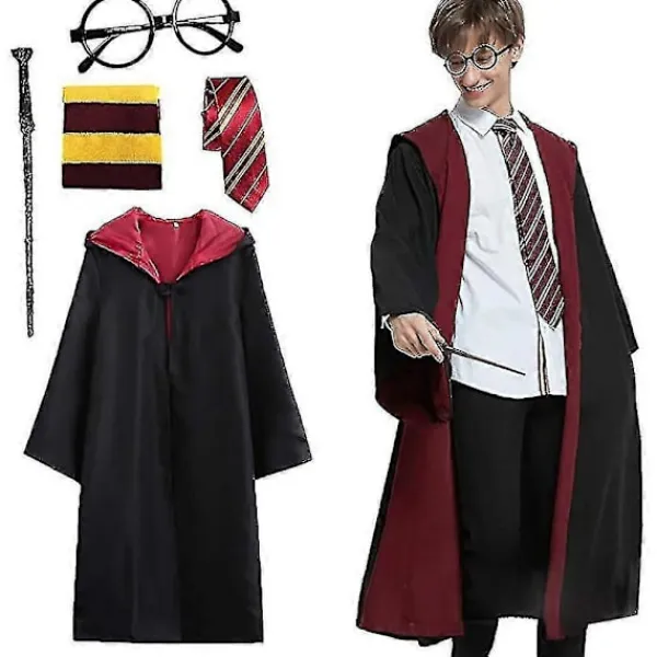 Harry Potter Magisk Dräktset, Halloween Cosplay Kostymkappa, Trollkarlsuniform för Vuxna, Festframträdande Magisk Kappa Outfit X-Large> Dräkter