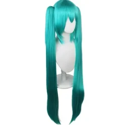 Hatsune Miku Peruk Cosplay Party Peruker med 2 Hästsvansar Lång Rak Peruk Halloween Karneval Rekvisita-FF-><noscript><img width=