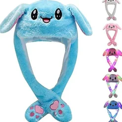 Hatt Kul Plysch Kanin Hatt Öron Mobil Hopp Hatt Plysch Kanin Hatt Barn Vuxen Jul Fest Cosplay Söta Djur Hatt> Huvudbonader