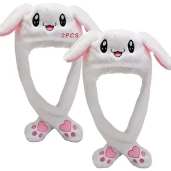 Hatt med rörliga kaninöron Hoppande Hatt Rolig Kanin Plysch Hatt Mössa, ZQKLA> Huvudbonader