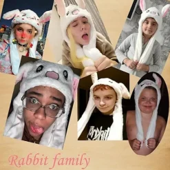 Hatt med rörliga kaninöron Hoppande Hatt Rolig Kanin Plysch Hatt Mössa, ZQKLA><noscript><img width=