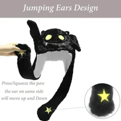 Hatt med rörliga öron Hoppande rolig plyschspökehatt Unisex Öronlappar Rörliga öron Hatt Cosplay Halloween Julfesthatt> Huvudbonader