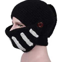 Hatt Visor Virkad Stickad Mössa Hatt Mask Set Handgjord Vinter Stickad Mössa Hatt Vinter Romersk Riddare Stickad Hatt Öronlapp Skidmössa Vinter Stickad Hatt Gladiator | Fyndiq> Huvudbonader