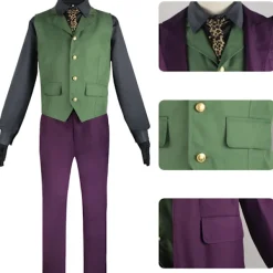 Heath Ledger Cosplay Kostym Halloween Män Film The Dark Knight Joker Kostym Lila Jacka Komplett Set M><noscript><img width=