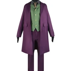 Heath Ledger Cosplay Kostym Halloween Män Film The Dark Knight Joker Kostym Lila Jacka Komplett Set M><noscript><img width=