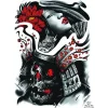 XiaoTeng HEL RYGGTAVLA! Tillfällig Tatuering 48 x 34cm - Japansk dödskallekrigare / tjej> Smink