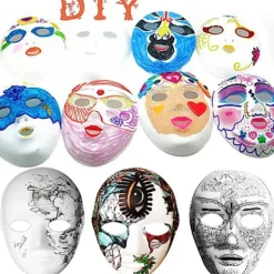 Jettbuying Helmasker Papper Blank Vit Halloween Cosplay Cat Paintab ONESIZE><noscript><img width=