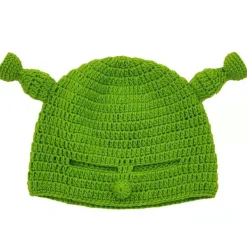 Heltäckande grön hatt, hattar med söta öron, stickad hatt med mask,> Huvudbonader