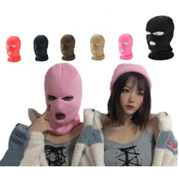 Heltäckande skidmask vintermössa Balaclava huva mössa varm taktisk hatt 3 hål> Huvudbonader