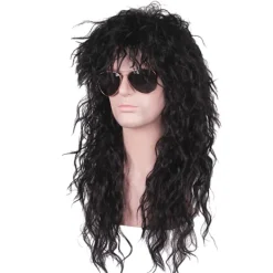 Herr Dam 70-tal 80-tal Rock Punk Peruk Långt lockigt hår Halloween peruker> Peruker