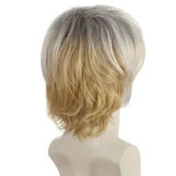 Herr Kort Ljusblond Peruk med Sned Lugg><noscript><img width=