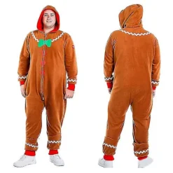 Herr Pepparkaksdräkt för män, mysig och bekväm juloverall - Perfekt 2XL-max 2XL> Dräkter