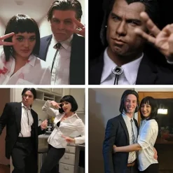 unbranded Herr Vincent Vega Peruk med 1 Halsband Kort Svart><noscript><img width=