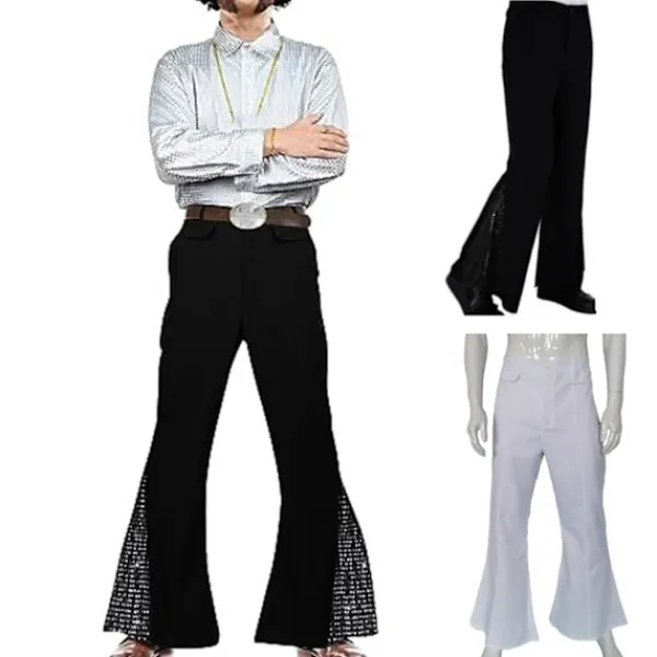 Herr Vintage Byxor 60-tal 70-tal Glittrande Sekvens Flared Hem Hippie Kostym Karneval Party Vuxna Par Cosplay Musikfestival Retro Disco Fina Byxor L | Fyndiq> Dräkter