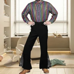 Herr Vintage Byxor 60-tal 70-tal Glittrande Sekvens Flared Hem Hippie Kostym Karneval Party Vuxna Par Cosplay Musikfestival Retro Disco Fina Byxor L | Fyndiq><noscript><img width=