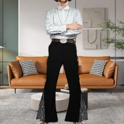 Herr Vintage Byxor 60-tal 70-tal Glittrande Sekvens Flared Hem Hippie Kostym Karneval Party Vuxna Par Cosplay Musikfestival Retro Disco Fina Byxor L | Fyndiq><noscript><img width=