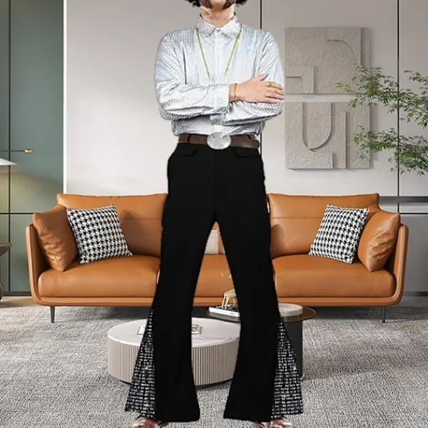 Herr Vintage Byxor 60-tal 70-tal Glittrande Sekvens Flared Hem Hippie Kostym Karneval Party Vuxna Par Cosplay Musikfestival Retro Disco Fina Byxor L | Fyndiq> Dräkter