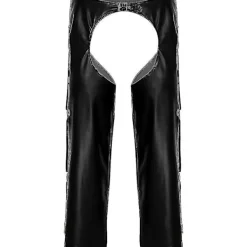 Herrunderkläder öppna grenbyxor West Cowboy kostym Faux läder grenlösa chaps med fransade detaljer Spännda lösa långa byxor Tw XL> Dräkter