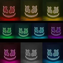 Het Halloween Luminous Huvudöverdrag Led Ljus Upp Cosplay Dj Marshmello Huvudbonad Glödande Neon Musikfestival Mask Rave Party Rekvisita (Icke lysande) | Fyndiq><noscript><img width=