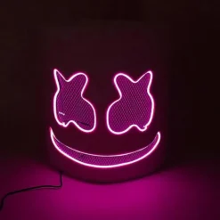 Het Halloween Luminous Huvudöverdrag Led Ljus Upp Cosplay Dj Marshmello Huvudbonad Glödande Neon Musikfestival Mask Rave Party Rekvisita (Icke lysande) | Fyndiq><noscript><img width=