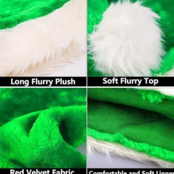 Heyone 3-pack Jultomtehatt för Vuxna, Traditionell Grön och Vit Plysch Jultomtehatt för Julfest><noscript><img width=