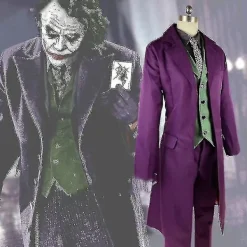 Högkvalitativ Heath Ledger Cosplay Kostym Halloween Herr Film The Dark Knight Joker Kostym Lila Jacka Komplett Set Endast Jacka -FA- M woman | Fyndiq> Dräkter