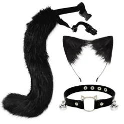 Högkvalitativt Pälsdjurskatteöron Räv Svansklocka Halsband Set Halloween Party Tillbehör Ta Päls Plysch Huvudbonader Rekvisita> Tillbehör