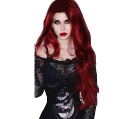 Högtemperaturbeständig fiber vin medellång lockig peruk dam peruk> Peruker