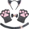 LEUGELE Högtidsfest Cosplay Tillbehör Kattöron Hårband Katt Svans Katt Klo Båge 4-delad Set Grå> Dräkter