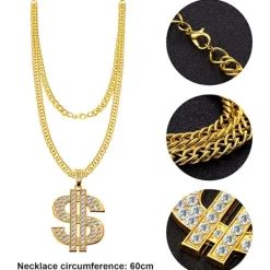 Hiphop-Kostymset 80-tal 90-tal Hiphop Halsband Tillbehör Fest><noscript><img width=