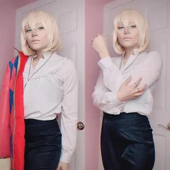 Howl Kostym Peruk Anime Howls rörliga slott Cosplay Kostymer Peruk Jacka Halsband Halloween Kostymer för Kvinnor Män XXL><noscript><img width=