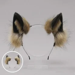 hhu Hårband med fluffiga vargöron Cosplay-rekvisita Huvuddekoration Unisex Halloweenfest Maskerad Hårband color><noscript><img width=