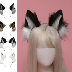 hhu Hårband med fluffiga vargöron Cosplay-rekvisita Huvuddekoration Unisex Halloweenfest Maskerad Hårband color> Huvudbonader