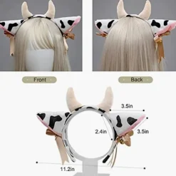 Hårband med koöron, horn, rosett, klockor och elastiskt band><noscript><img width=