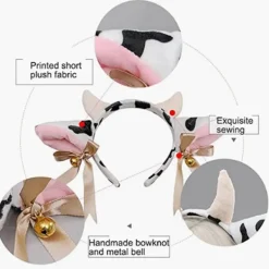 Hårband med koöron, horn, rosett, klockor och elastiskt band><noscript><img width=