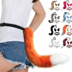 Hårklämmor Tuppstjärt Djur Element Justerbar Fuskpäls Enfärgad Varg Svans Öron Krage För Cosplay (Camel)> Tillbehör