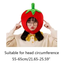 Härlig Tomatformad Plyschhatt Roliga Frukt Gosedjur Huvudbonad Varm Öronlappsmössa Performance Cosplay Party Fotorekvisita><noscript><img width=
