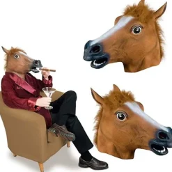 Hästhuvud Mask Cosplay Kostymfest Rolig Och Lustig Halloween Hästhuvud Mask Huvudbonad Lnu Ma Jun> Masker