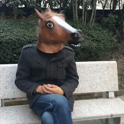 Hästhuvud Mask Cosplay Kostymfest Rolig Och Lustig Halloween Hästhuvud Mask Huvudbonad Lnu Ma Jun><noscript><img width=
