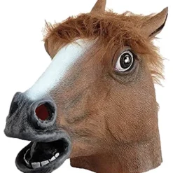Hästmask av gummi, brun, Hästhuvudmask av latex, Kostym Gangnam Style Dance (Brun)> Masker