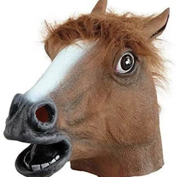 Hästmask av gummi, brun, Hästhuvudmask av latex, Kostym Gangnam Style Dance (Brun)> Masker