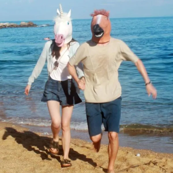 Hästmask Partykläder Hästhuvudmasker för Vuxna Män Maskerad (Brun)> Masker