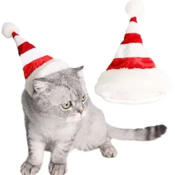 Hund Röd Och Vit Randig Mössa Husdjur Jul Artiklar Semester Mössa> Huvudbonader