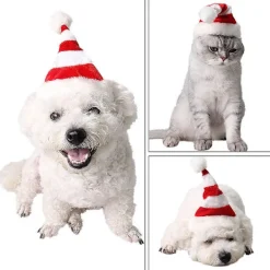 Hund Röd Och Vit Randig Mössa Husdjur Jul Artiklar Semester Mössa><noscript><img width=